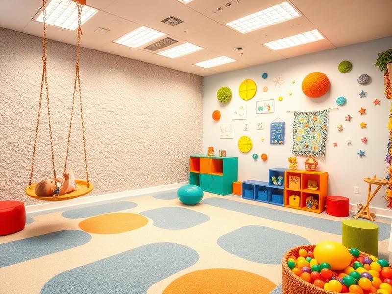 Sensory integration therapy room with specialized equipment